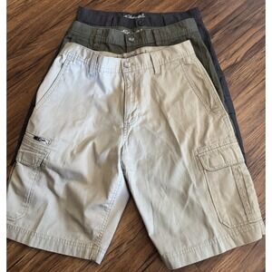 LOT OF 3 ❗️Eddie Bauer Mens Cargo Shorts Size 30 Casual Outdoor Green Grey Beige